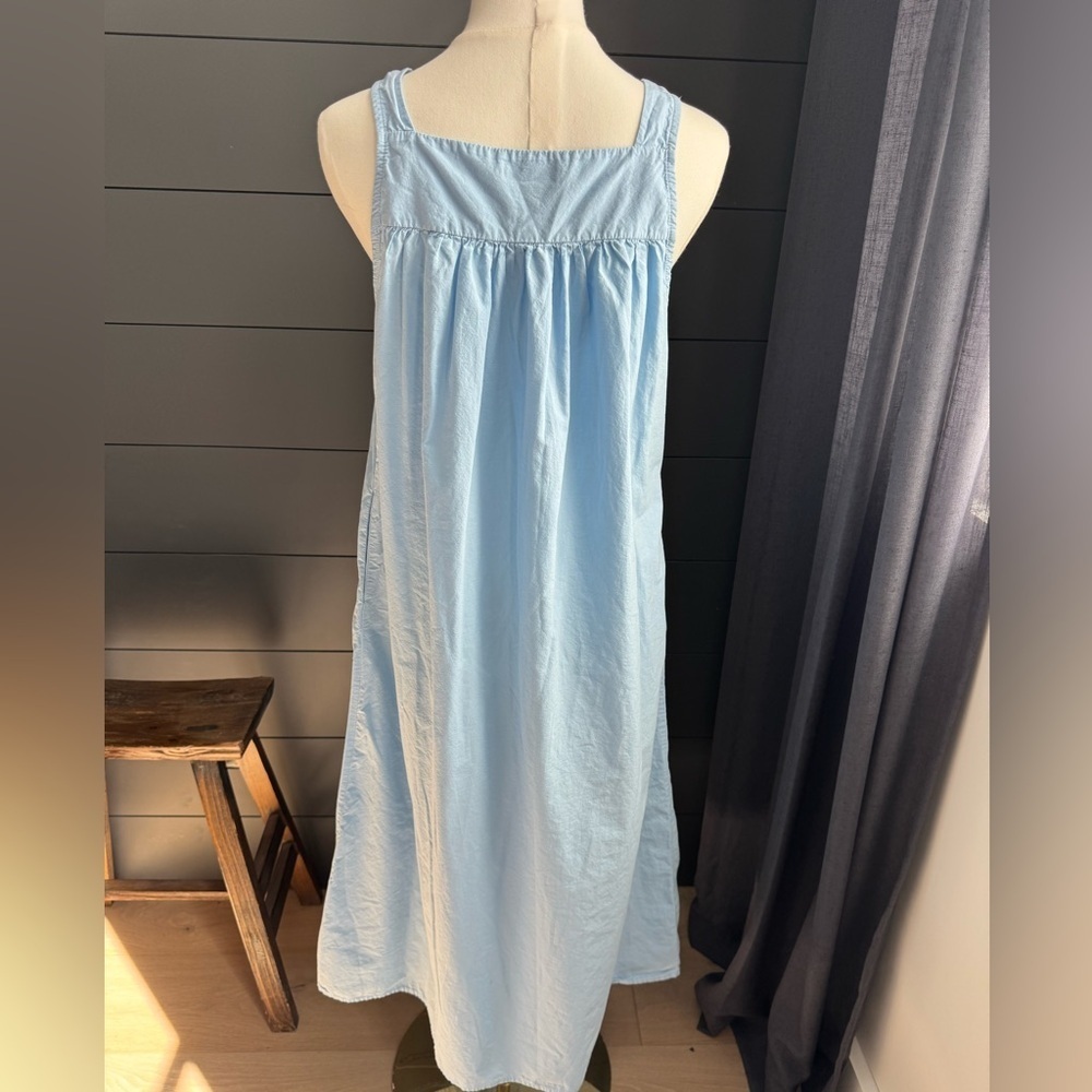 Yozly Blue Cottagecore Floral Cotton Day Dress Loungewear Nightgown Embroidered - Picture 4 of 8